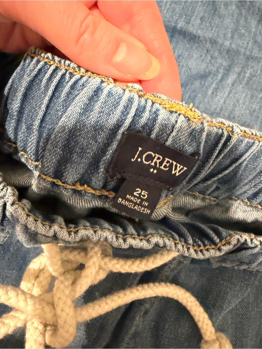 J. Crew Relaxed Drawstring Stretch Blue Denim Jeans - Picture 3 of 3